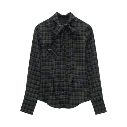 Plaid Lace-Up Blouse Set-Up