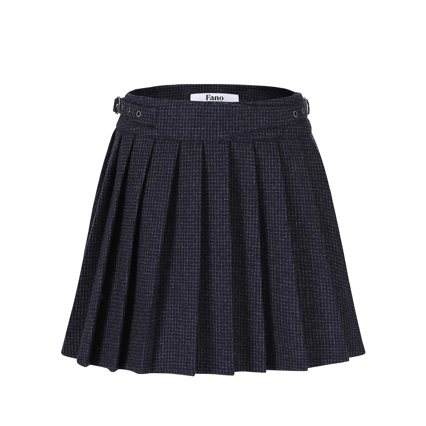 Wool-Blend Tartan Pleated Skirt