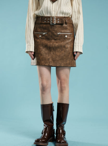Retro splicing short coat with short skirt set