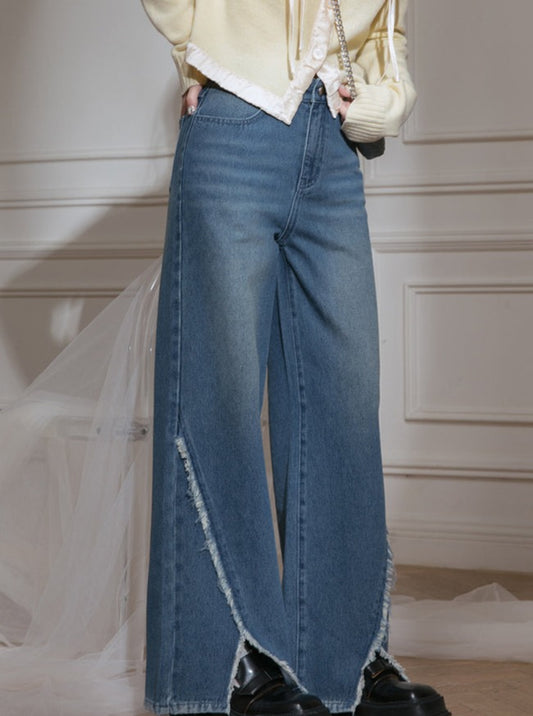 mid-rise wide-leg jeans pants