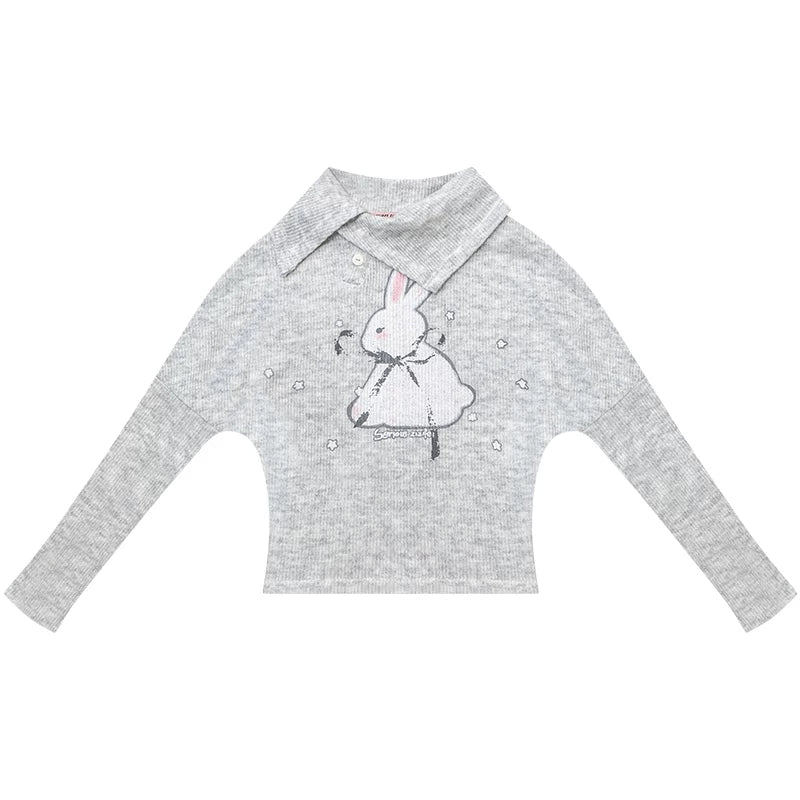 Rabbit Print Knitted Top