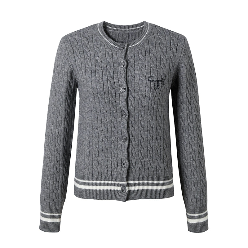 Preppy Slim Cable Knit Jacket
