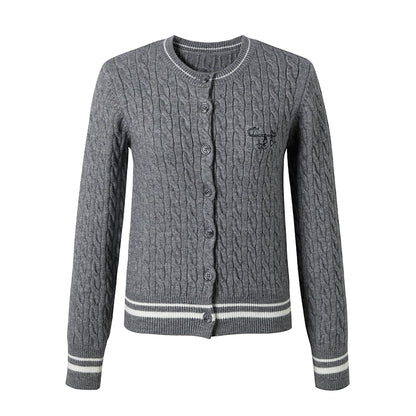 Preppy Slim Cable Knit Jacket