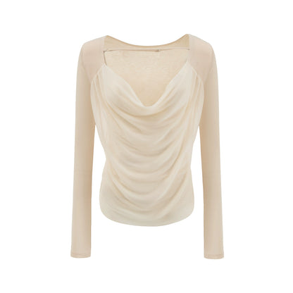 Swing Chiffon V-neck Long Sleeve Shirt