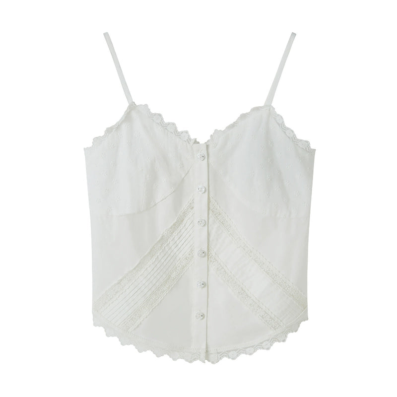 Simple Lace Panel Camisole Top