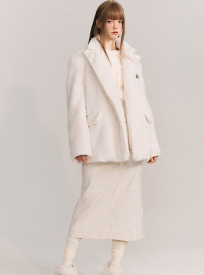 Wool Twist WHITE TWEED COAT