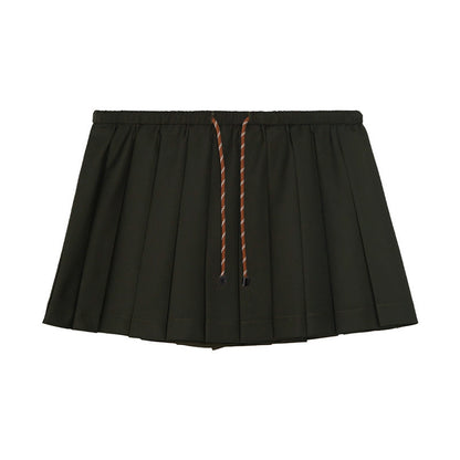 Drawstring Pleated Skirt