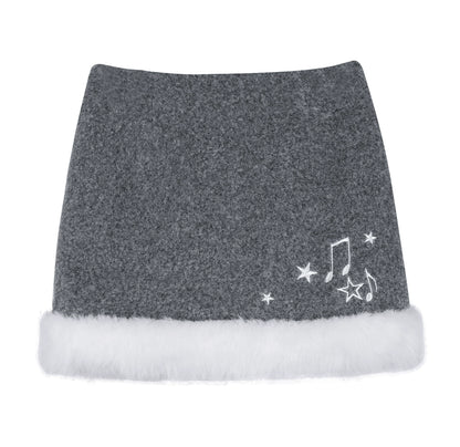 Gray Woolen Note Skirt