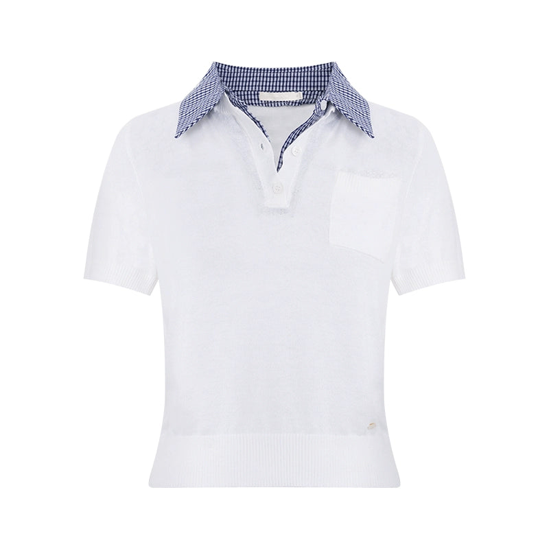 Checkered Knit Top Shorts Set-Up