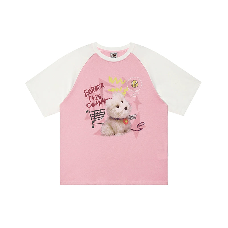 White Puppy Raglan T-Shirt