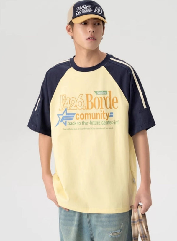 Loose Star Typography Raglan Shirt