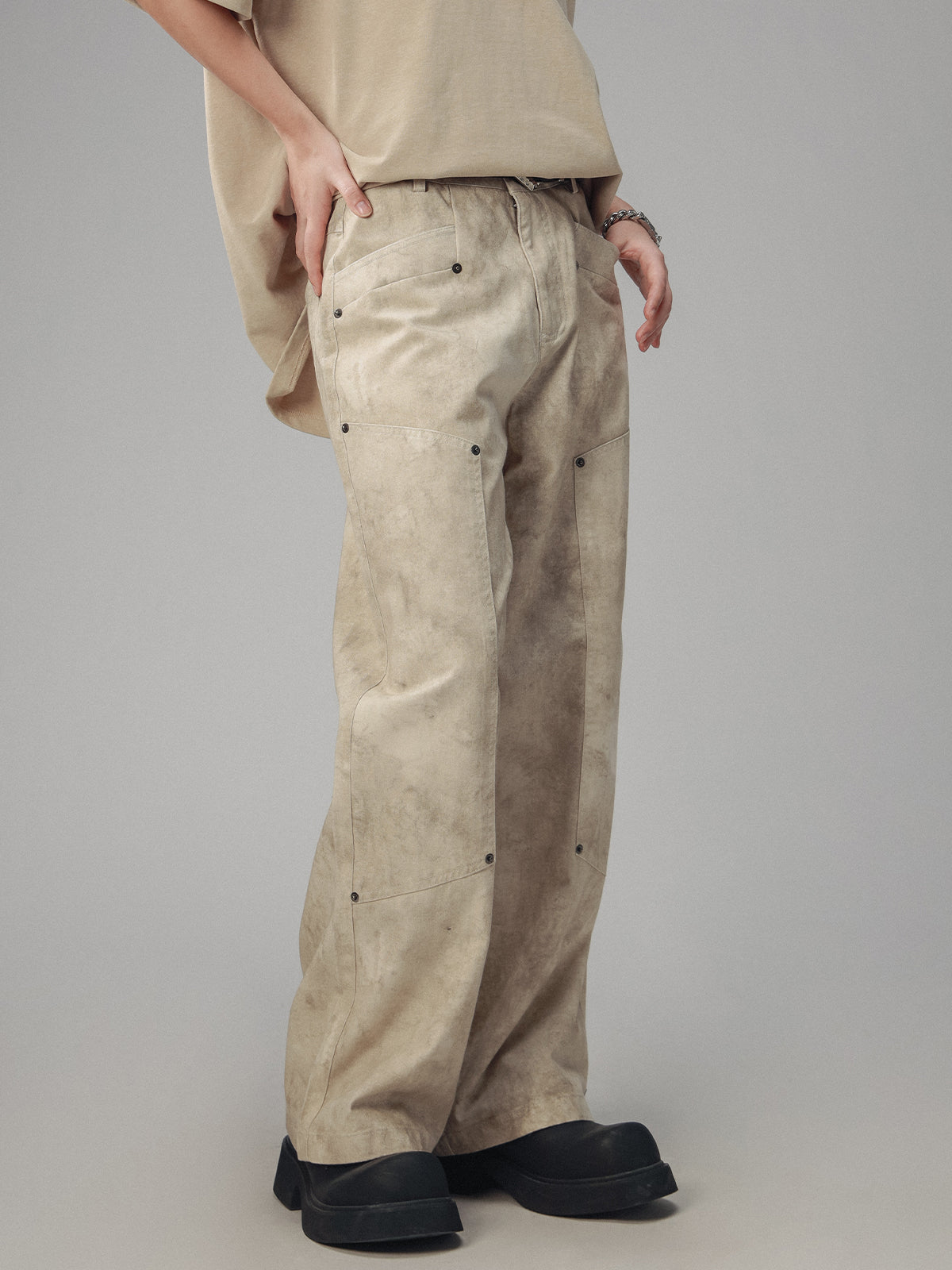 Retro mottled wasteland style logging pants