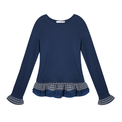 Velvet Wool Plaid Base Layer Top