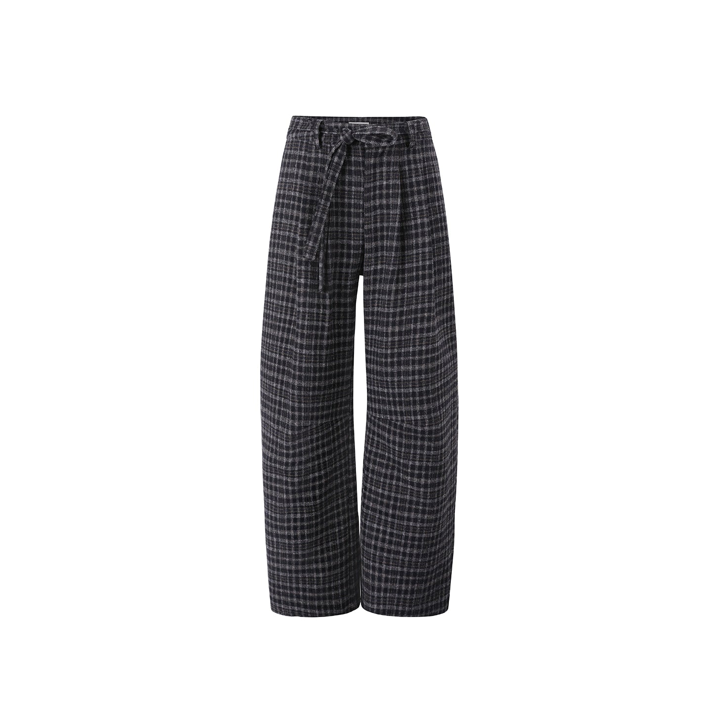 Plaid Woolen Wide-Leg Pants