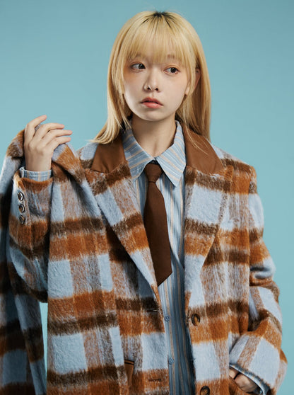 Mid-Length Plaid Jacket