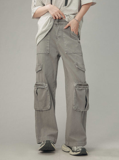 Multi-Pocket Grey Cargo Pant