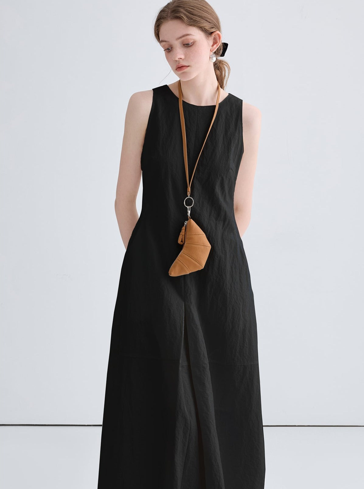 Hepburn Style Black Long Dress