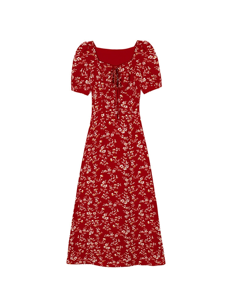 French Niche Floral Long Dress