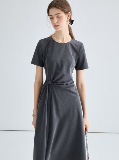 Waist Pinch Pleats T-Shirt Dress