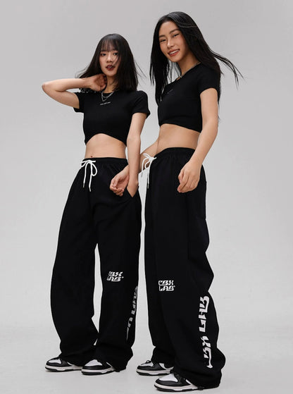 Hip-Hop Trendy Black Stitched Pants