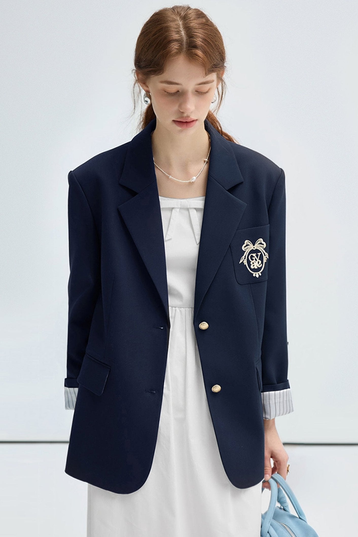 Embroidered College Style Blazer