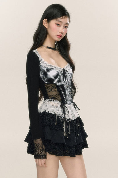 Hallucinatory Romance Lace T-Shirt