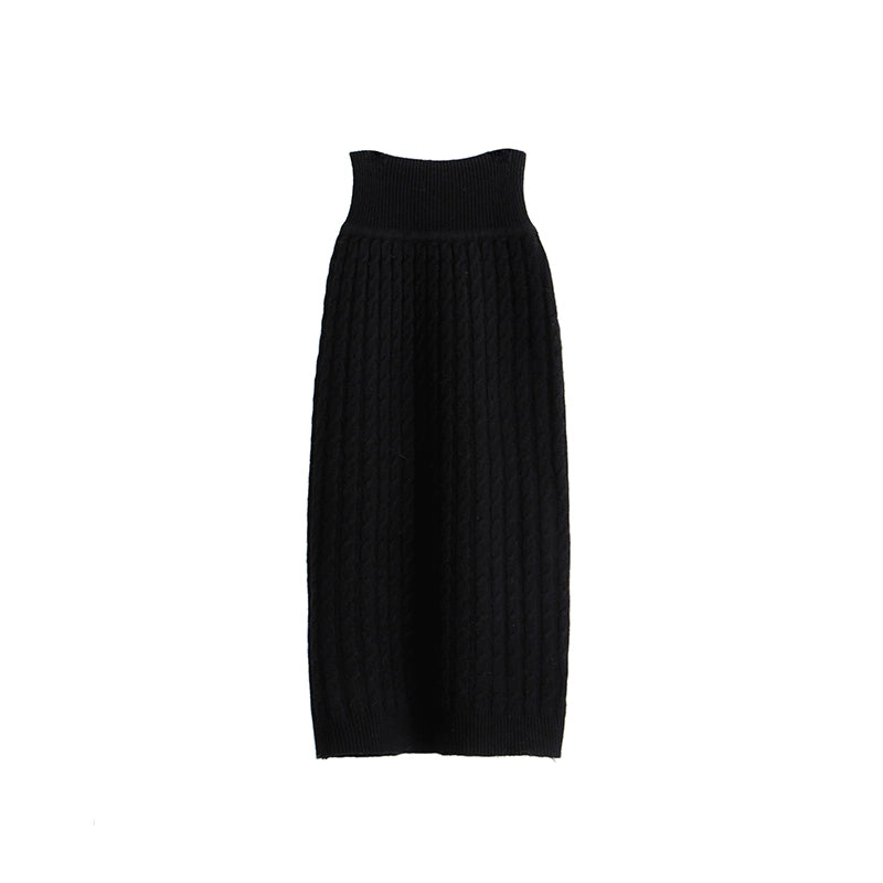 Wool high waist knitted skirt