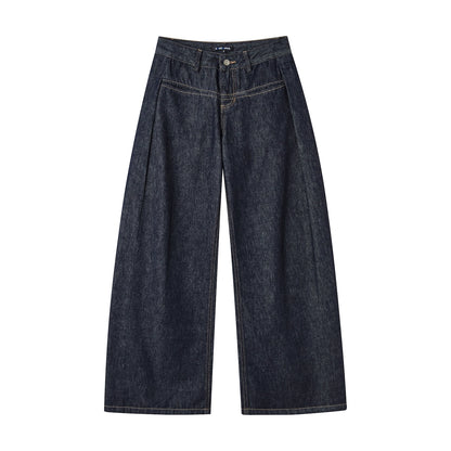 Denim Pleated Pants