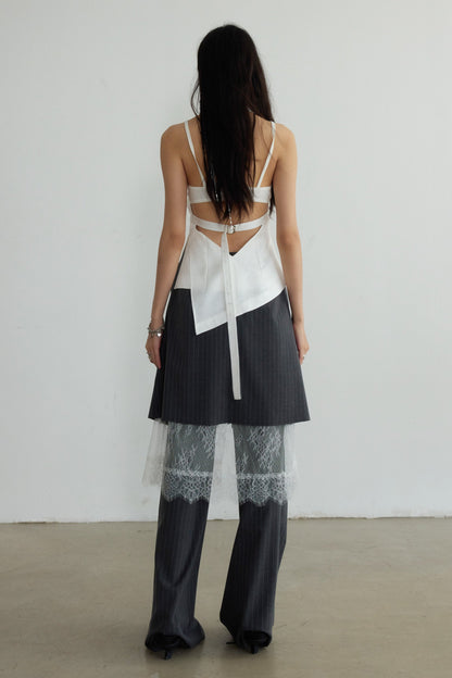 Textured Halterneck Backless Vest