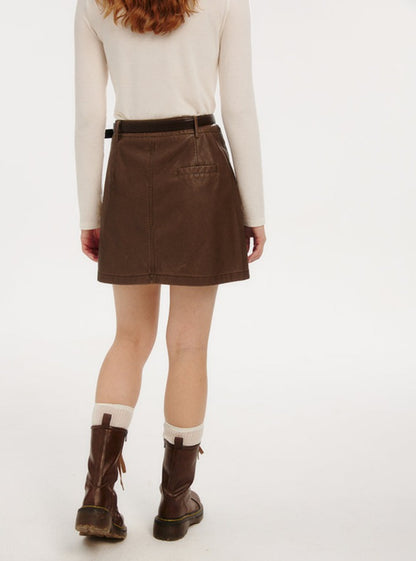 A-LINE PU LEATHER SKIRT