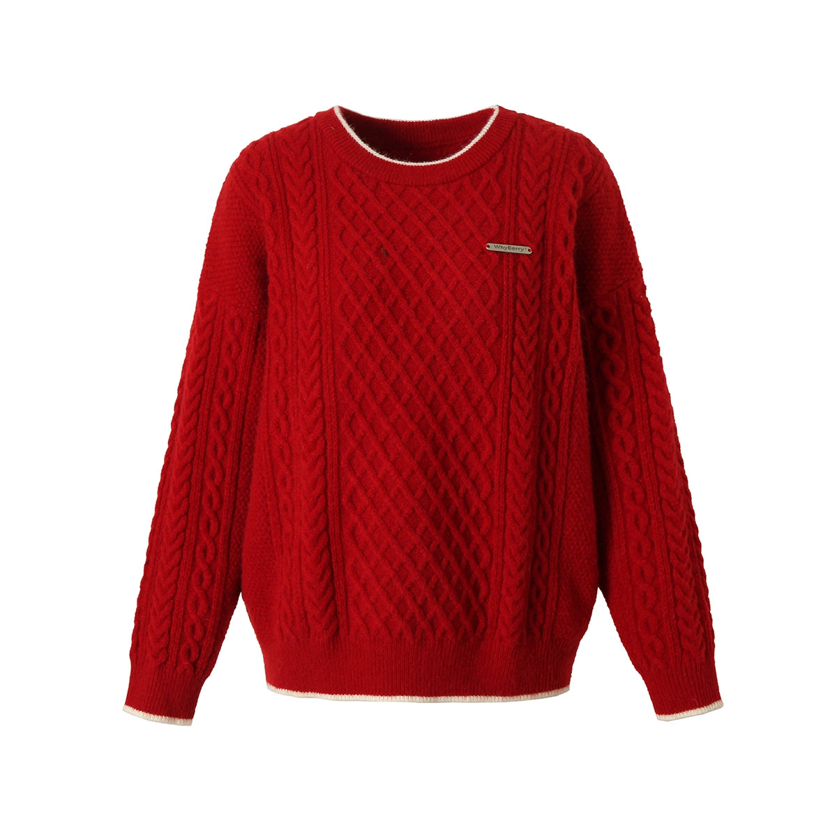 Round neck plain knitted sweater