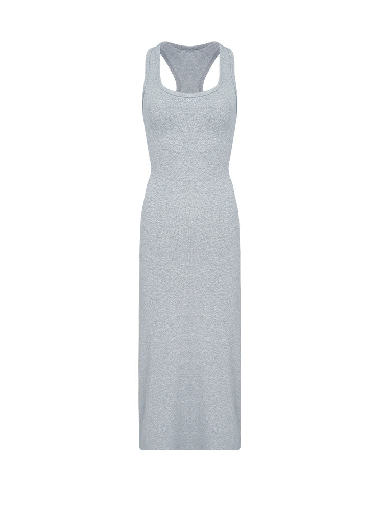 French U-Neck Knitted Maxi Dress