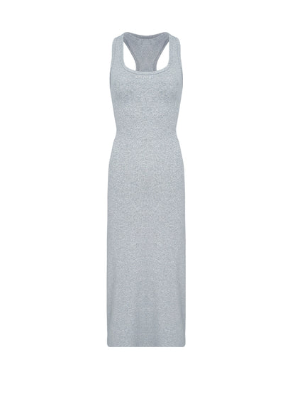 French U-Neck Knitted Maxi Dress