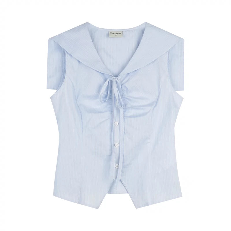 Collar Sleeveless Shirt