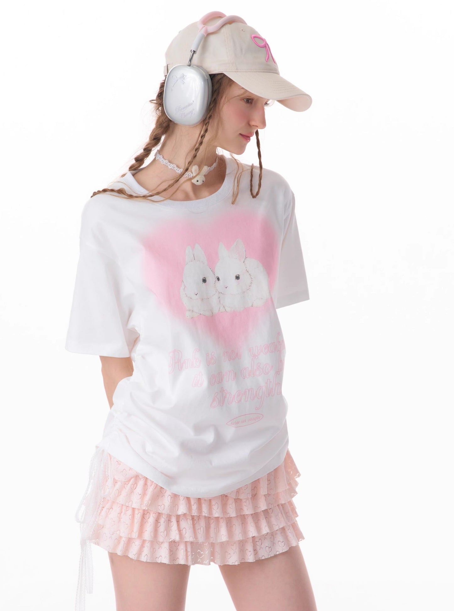 Retro Rabbit Print Loose T-Shirt