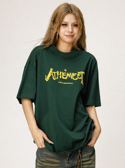 American Vintage Green Letter T-Shirt