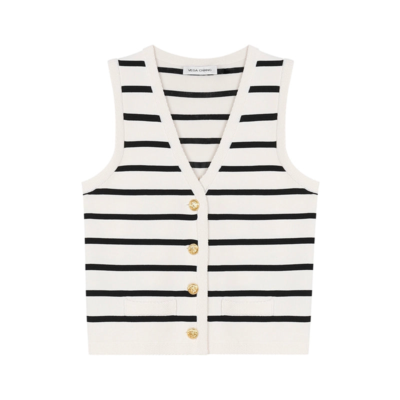 Simple Casual Striped Knit Vest Top