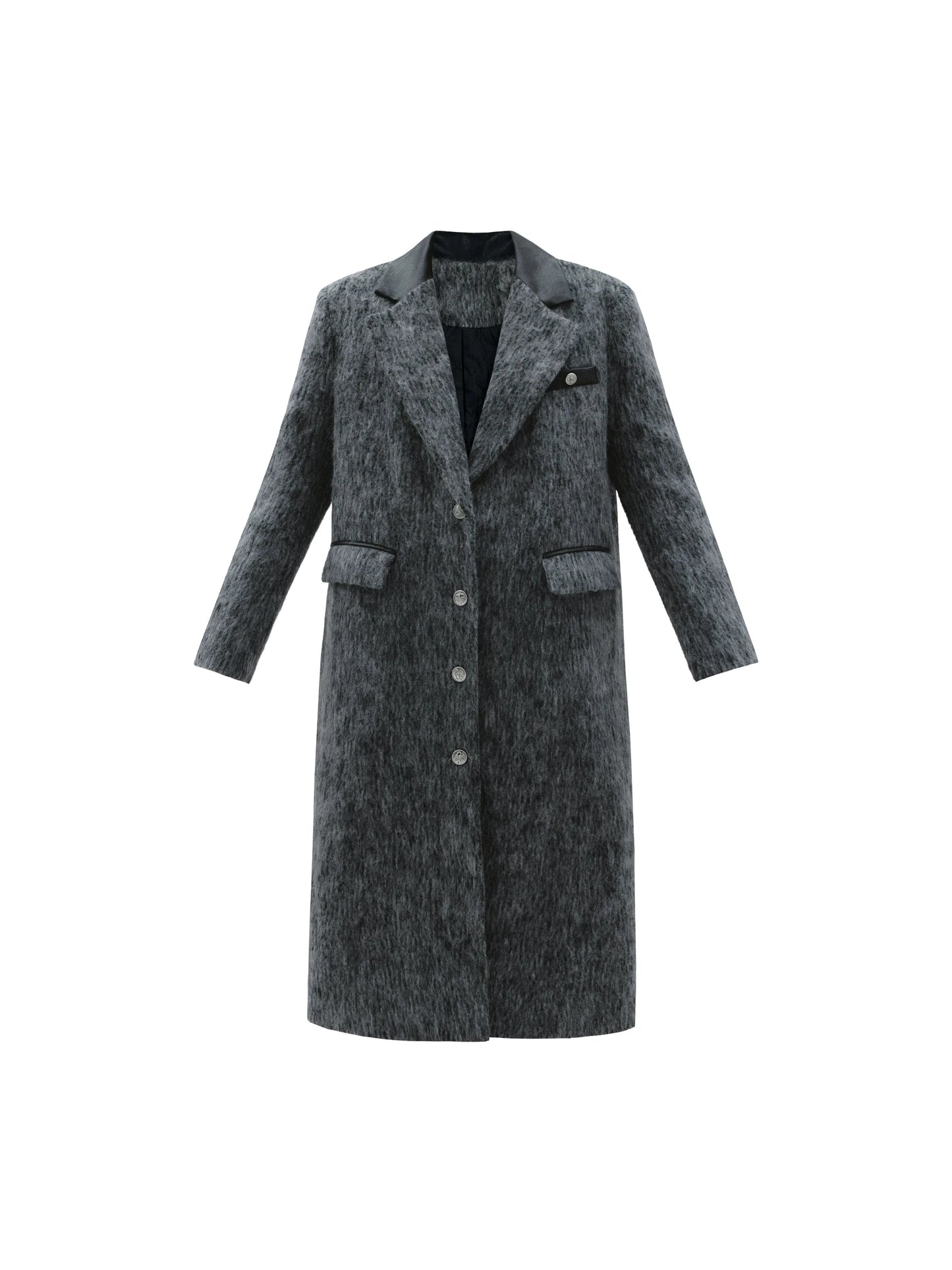 Long Dark Gray Wool Tweed Coat