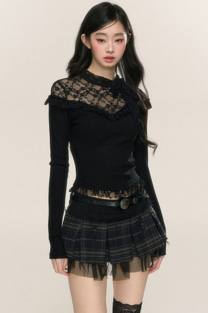 Lace Sniper Long-Sleeve Bottoming T-Shirt