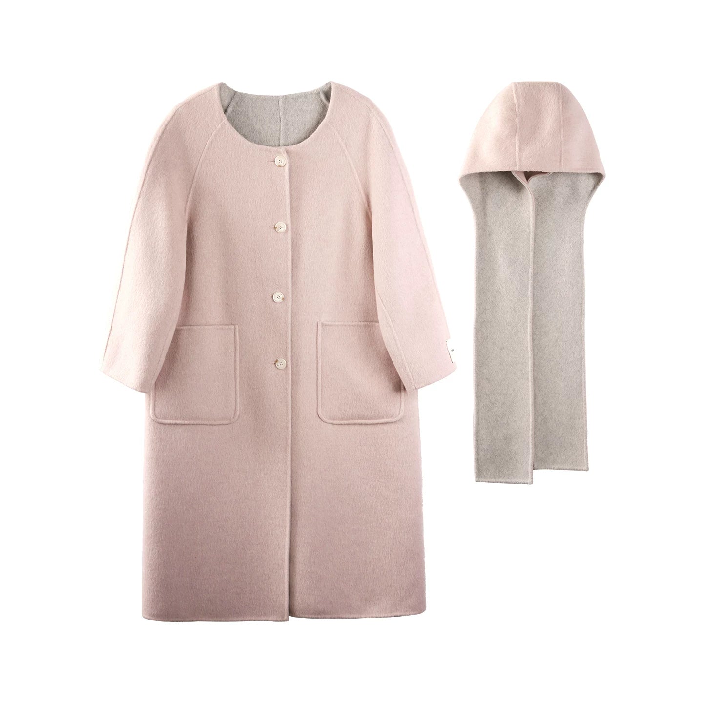 Silk Wool Reversible Scarf Coat