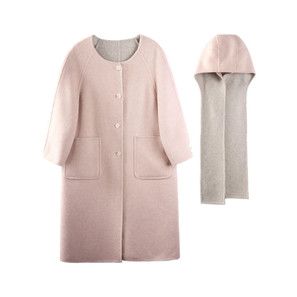 Silk Wool Reversible Scarf Coat