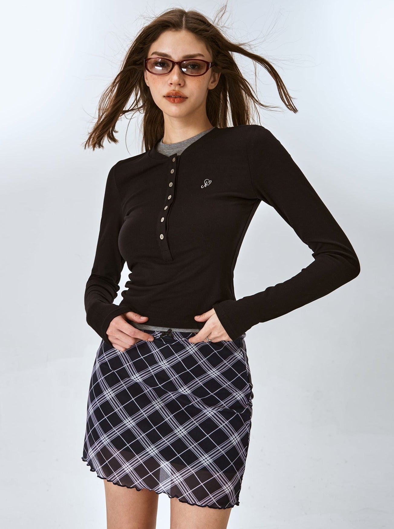American Stretch Mesh Pattern Hip Skirt