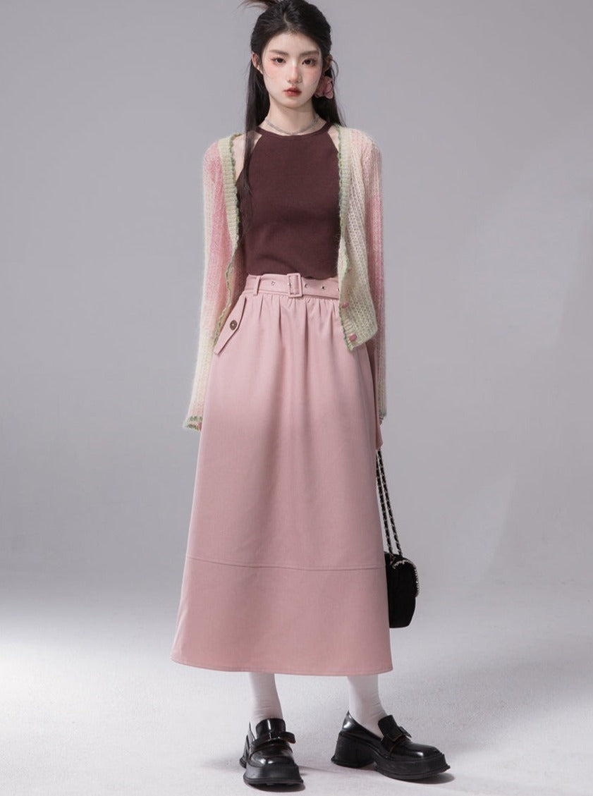 Pink short coat and skirt set