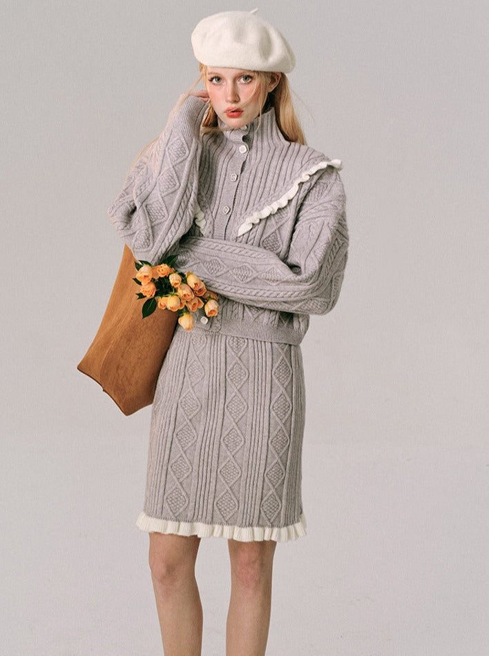 french sweater skirt suit