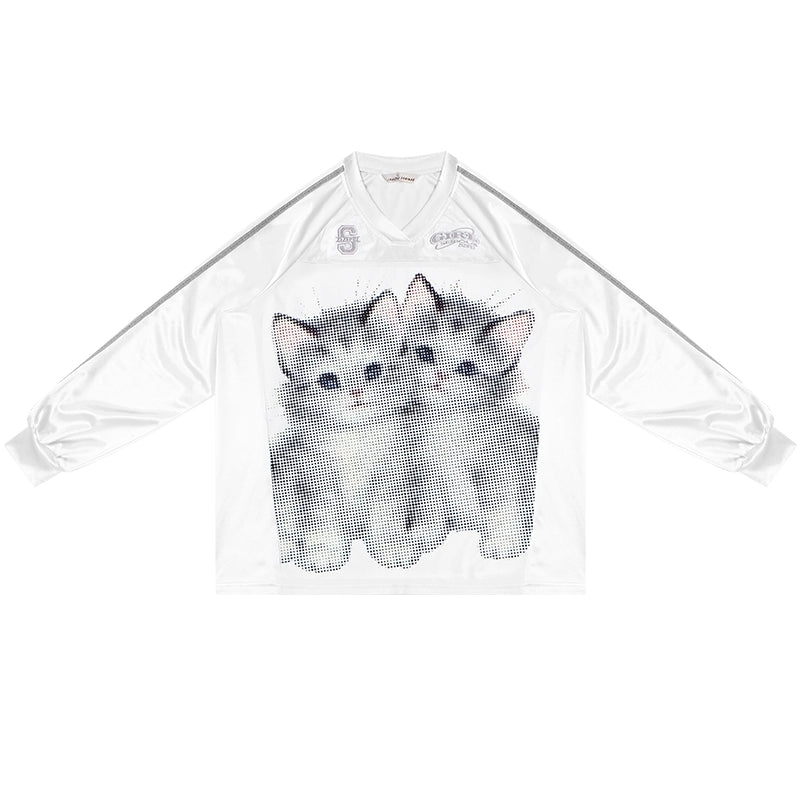 Retro Cat Print Sports Sweatshirt