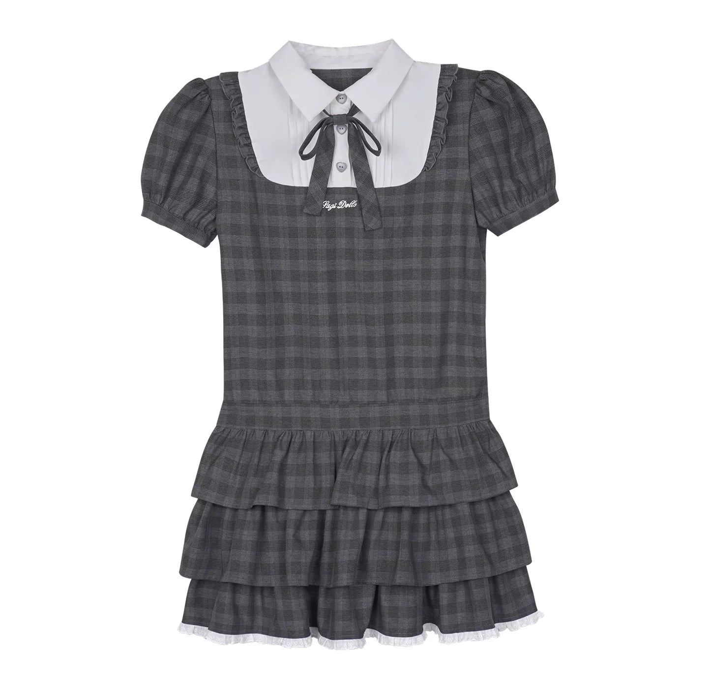 Gray Plaid Cake Dress Set