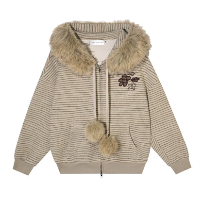 Retro Velvet Striped Jacket Set-Up