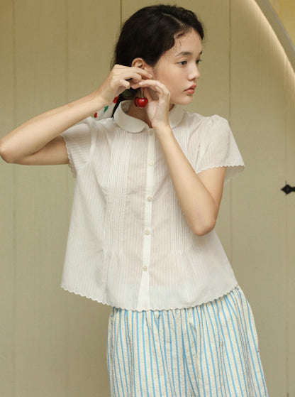 Small Doll Collar Puff Sleeve Shirt