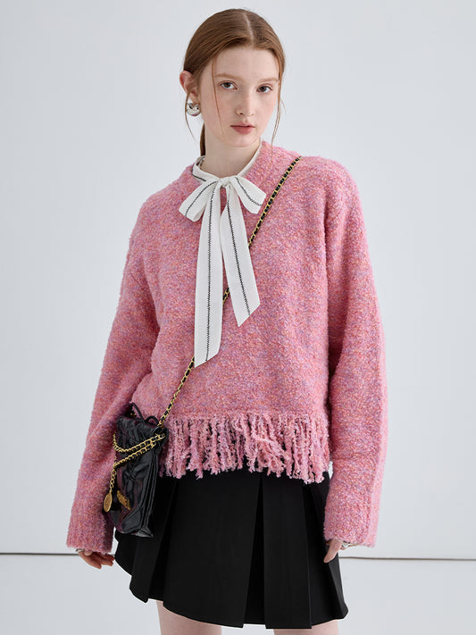 Temperament Fringed Wool Knitwear Top