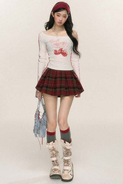 Red Plaid Scottish Lace Skirt